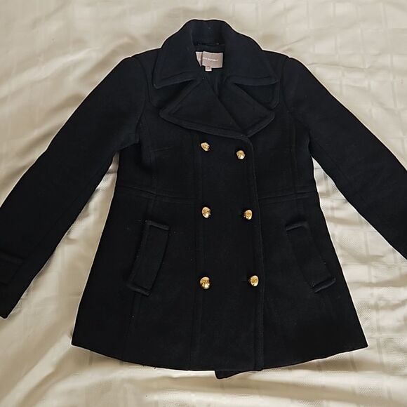Banana Republic Women's Double Breasted Wool Coat Navy Blue Size 4 - Picture 15 of 16
